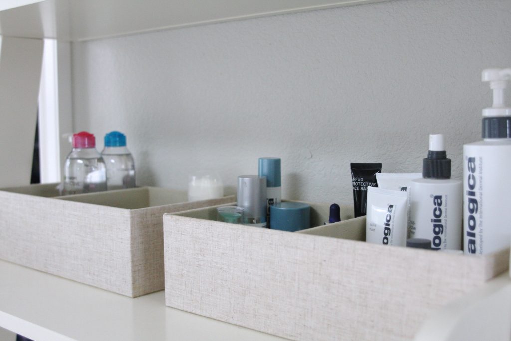 organized make up shelf