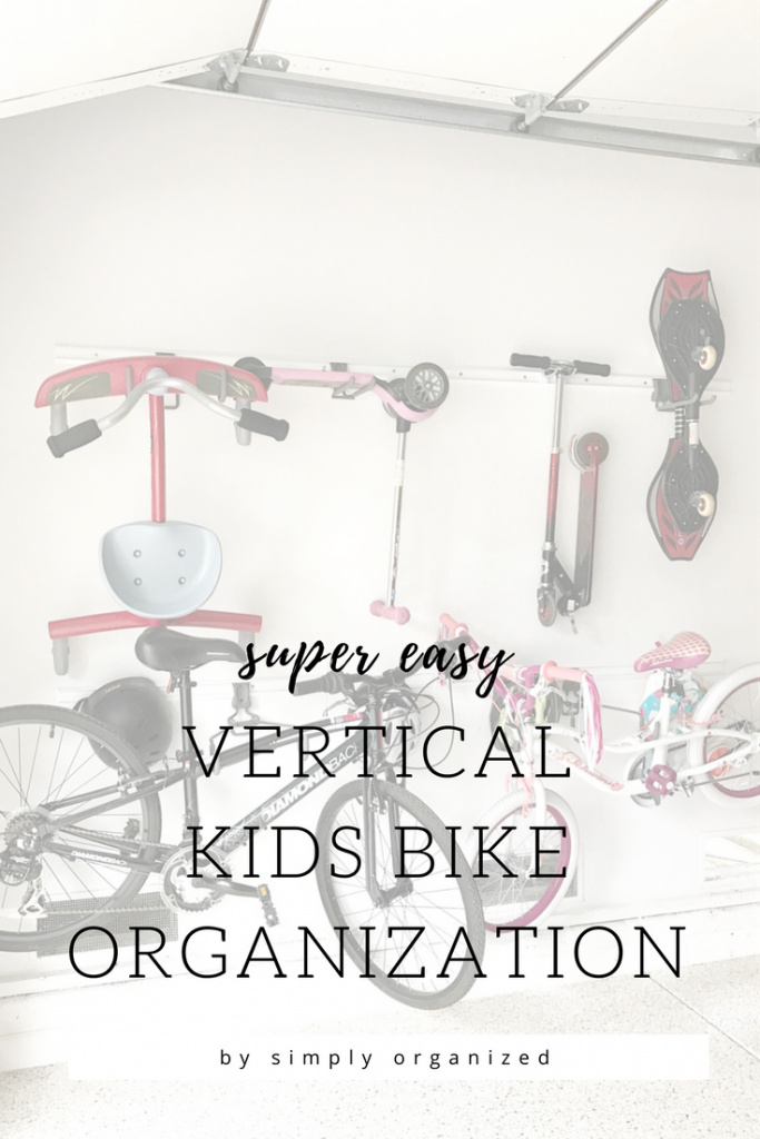 Vertical Kids Bike Organization by Simply Organized
