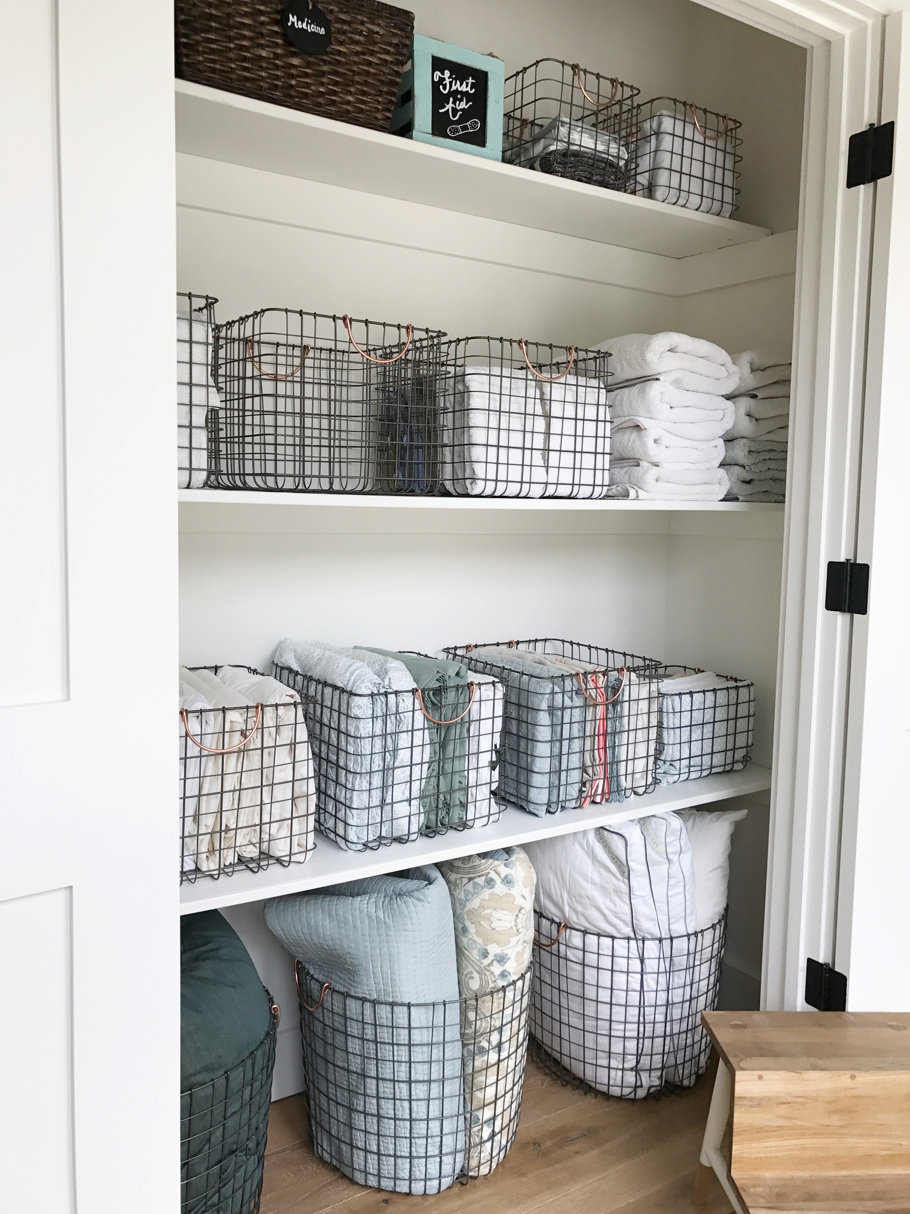Organized Linen Closet by A Professional Organizer