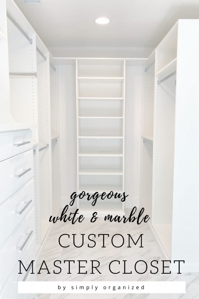 custom white and marble master closet