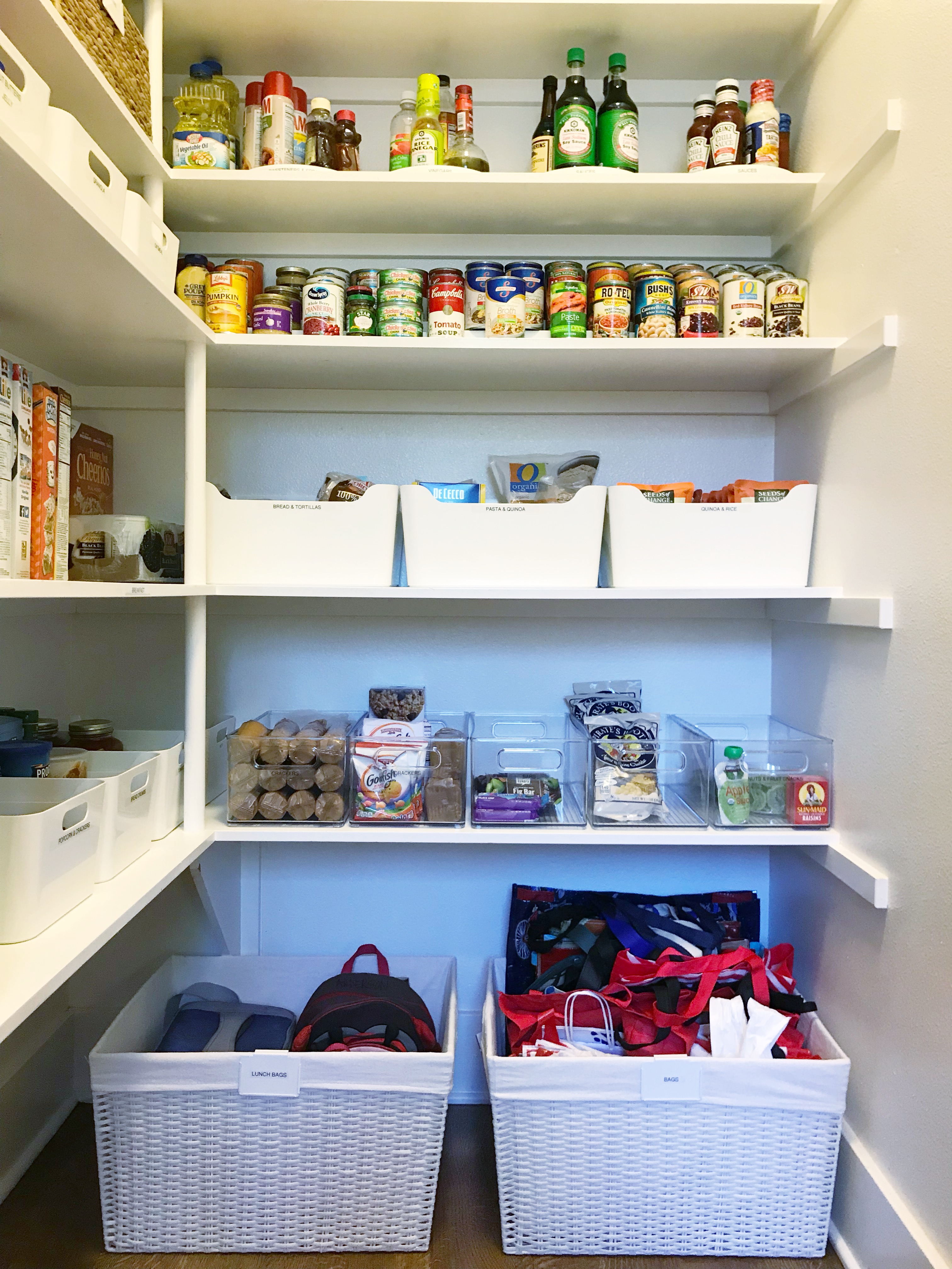 A: Every single pantry needs to have some form of a basket or bin