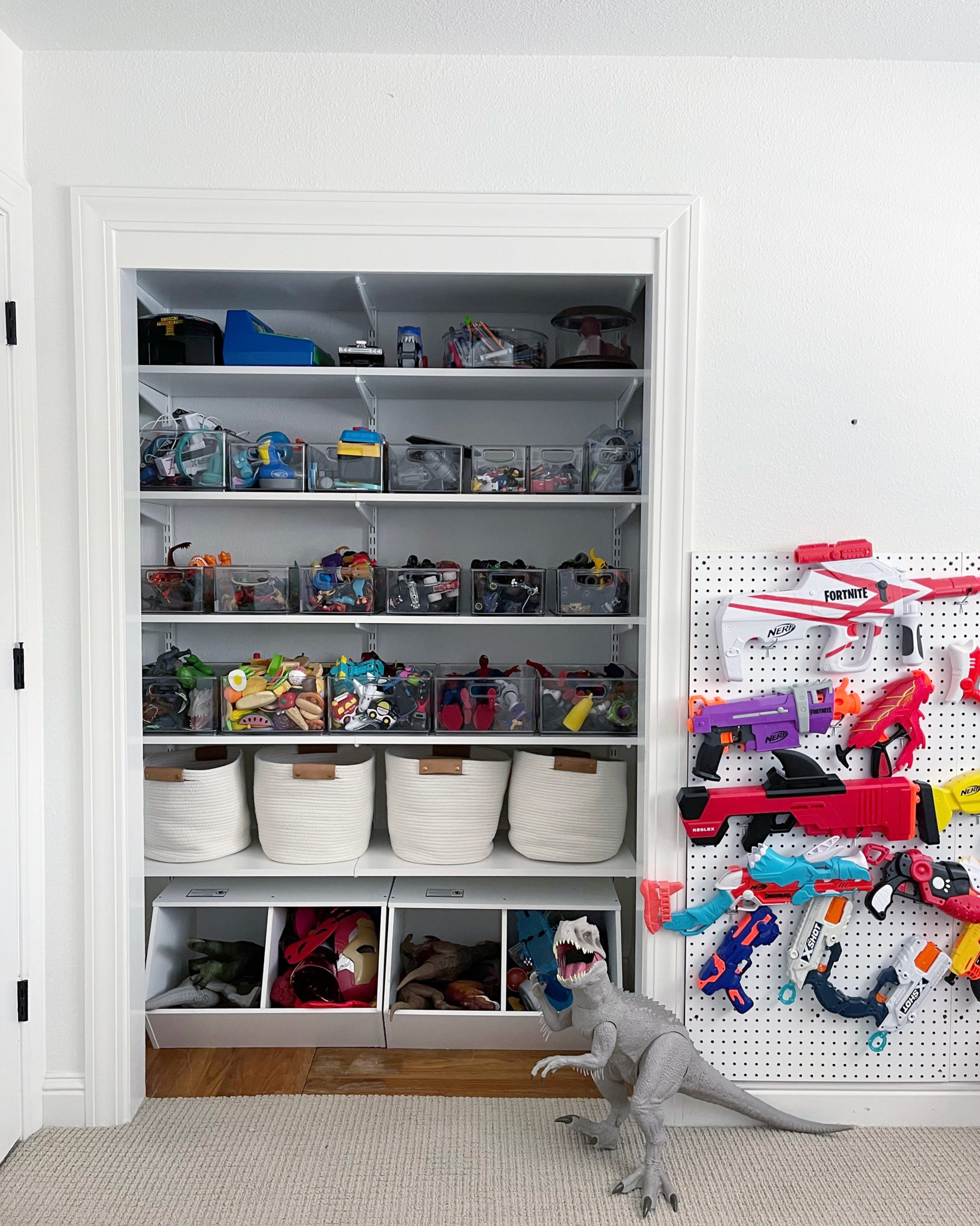 Simply Organized Playroom Closet Danville California After With Closet Doors Off Scaled 